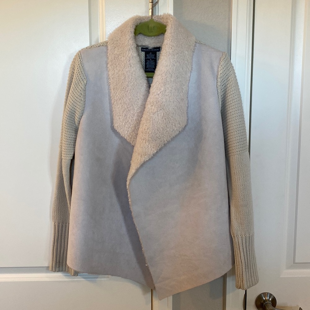 Faux suede/fur cardigan